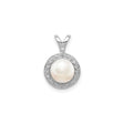 Sterling Silver Pendant with White Cultured Pearl and Cubic Zirconia Halo