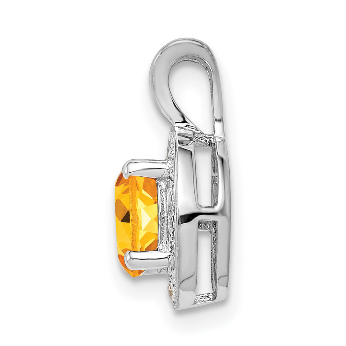 Diamond and Citrine Charm Pendant in Real 925 Sterling Silver