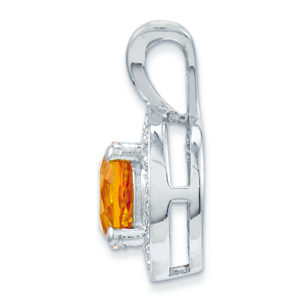 Diamond and Citrine Charm Pendant in Real 925 Sterling Silver