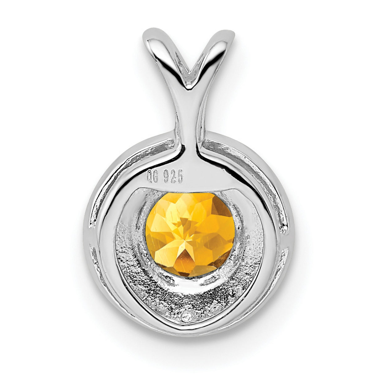 Diamond and Citrine Charm Pendant in Real 925 Sterling Silver