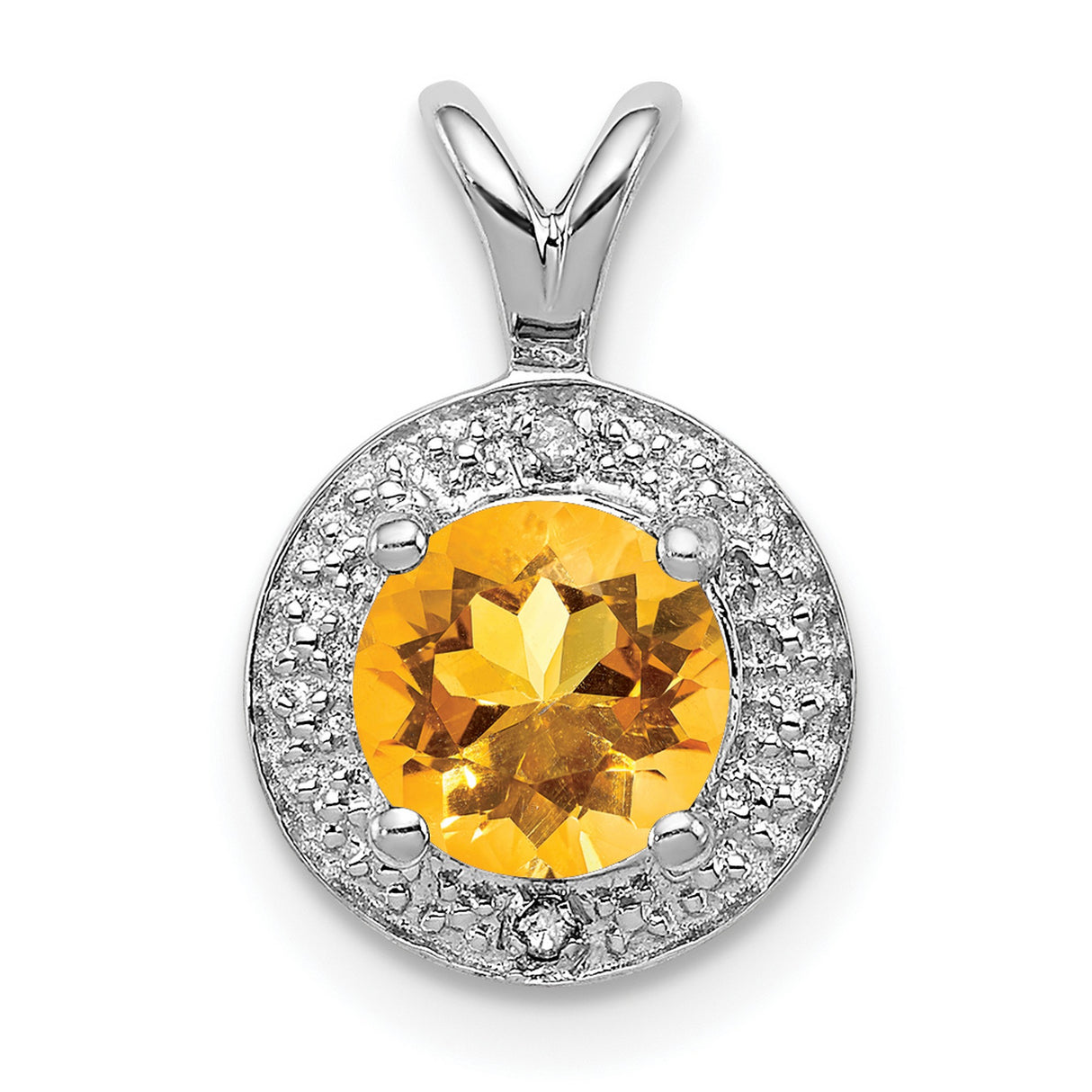 Diamond and Citrine Charm Pendant in Real 925 Sterling Silver