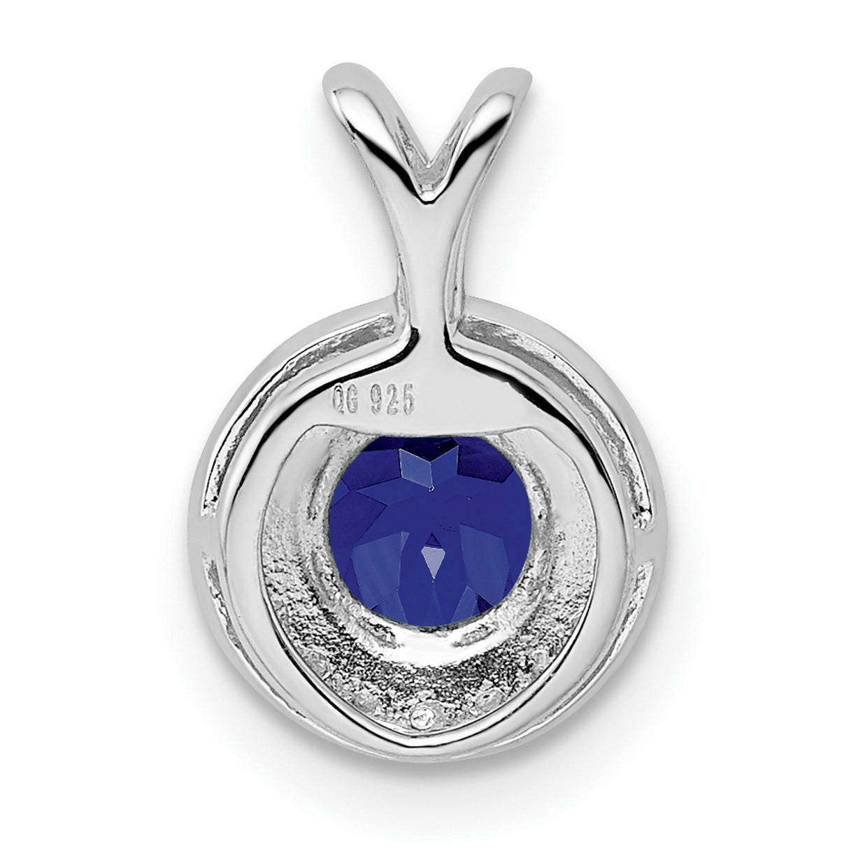 Diamond and Created Sapphire Charm Pendant in Real 925 Sterling Silver