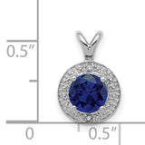 Diamond and Created Sapphire Charm Pendant in Real 925 Sterling Silver