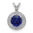 Diamond and Created Sapphire Charm Pendant in Real 925 Sterling Silver