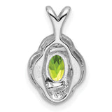 Sterling Silver Pendant with Oval Peridot, Twisted Frame and Textured Detailing