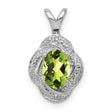 Sterling Silver Pendant with Oval Peridot, Twisted Frame and Textured Detailing