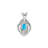 Sterling Silver Pendant with Swiss Blue Topaz and Diamond, Filigree Knot Design