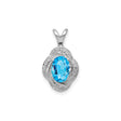 Sterling Silver Pendant with Swiss Blue Topaz and Diamond, Filigree Knot Design