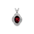 Sterling Silver Pendant with Garnet and Diamond Accents, Swirl Design for Women