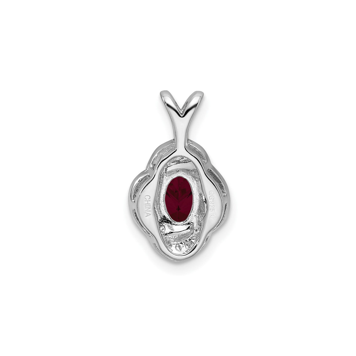 Sterling Silver Pendant with Lab Created Ruby and Diamond Accents, Looped Design for Women