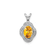 Sterling Silver Pendant with Citrine and Diamond Accented Swirl Design