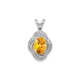 Sterling Silver Pendant with Citrine and Diamond Accented Swirl Design