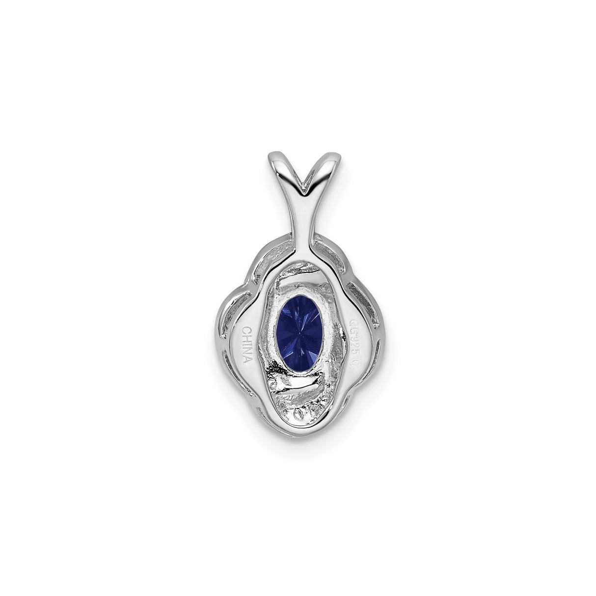 Sterling Silver Pendant with Lab Created Sapphire, Knot Swirl Design and Diamond Accents