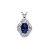 Sterling Silver Pendant with Lab Created Sapphire, Knot Swirl Design and Diamond Accents