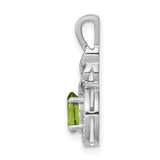 Sterling Silver Infinity Pendant with Oval Peridot and Cubic Zirconia Accents