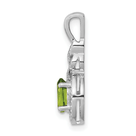 Sterling Silver Infinity Pendant with Oval Peridot and Cubic Zirconia Accents