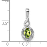 Sterling Silver Infinity Pendant with Oval Peridot and Cubic Zirconia Accents