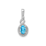Sterling Silver Infinity Loop Pendant with Oval Swiss Blue Topaz and Diamond Accents