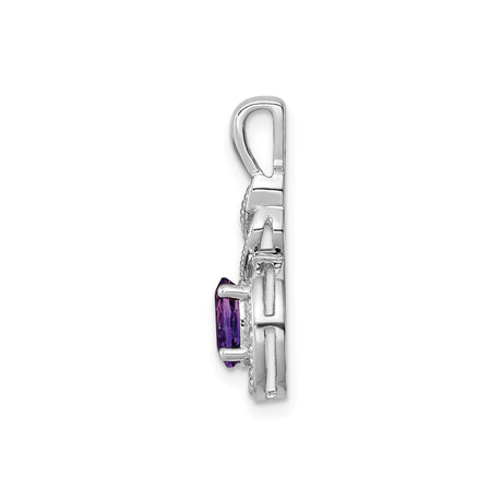 Sterling Silver Pendant with Amethyst and Diamond Accents, Infinity Twisted Loop Design for Women