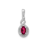 Sterling Silver Infinity Pendant with Lab Created Ruby and Diamond Accents