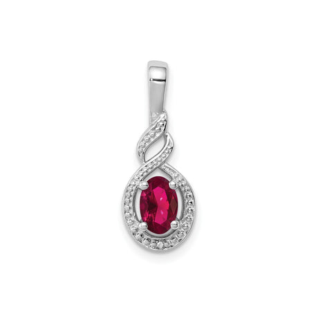 Sterling Silver Infinity Pendant with Lab Created Ruby and Diamond Accents