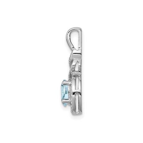 Sterling Silver Infinity Pendant with Aquamarine and Diamond Accents