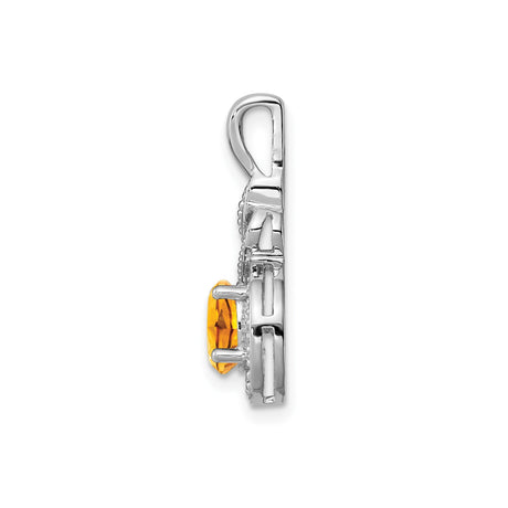 Sterling Silver Infinity Pendant with Citrine and Cubic Zirconia Accents, Twisted Eternal Love Design