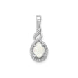 Sterling Silver Pendant with Oval White Lab Created Opal and Diamond Accents in Infinity Design