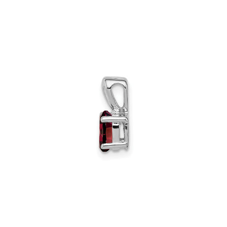 Sterling Silver Heart Pendant with Oval Garnet, Romantic for Women