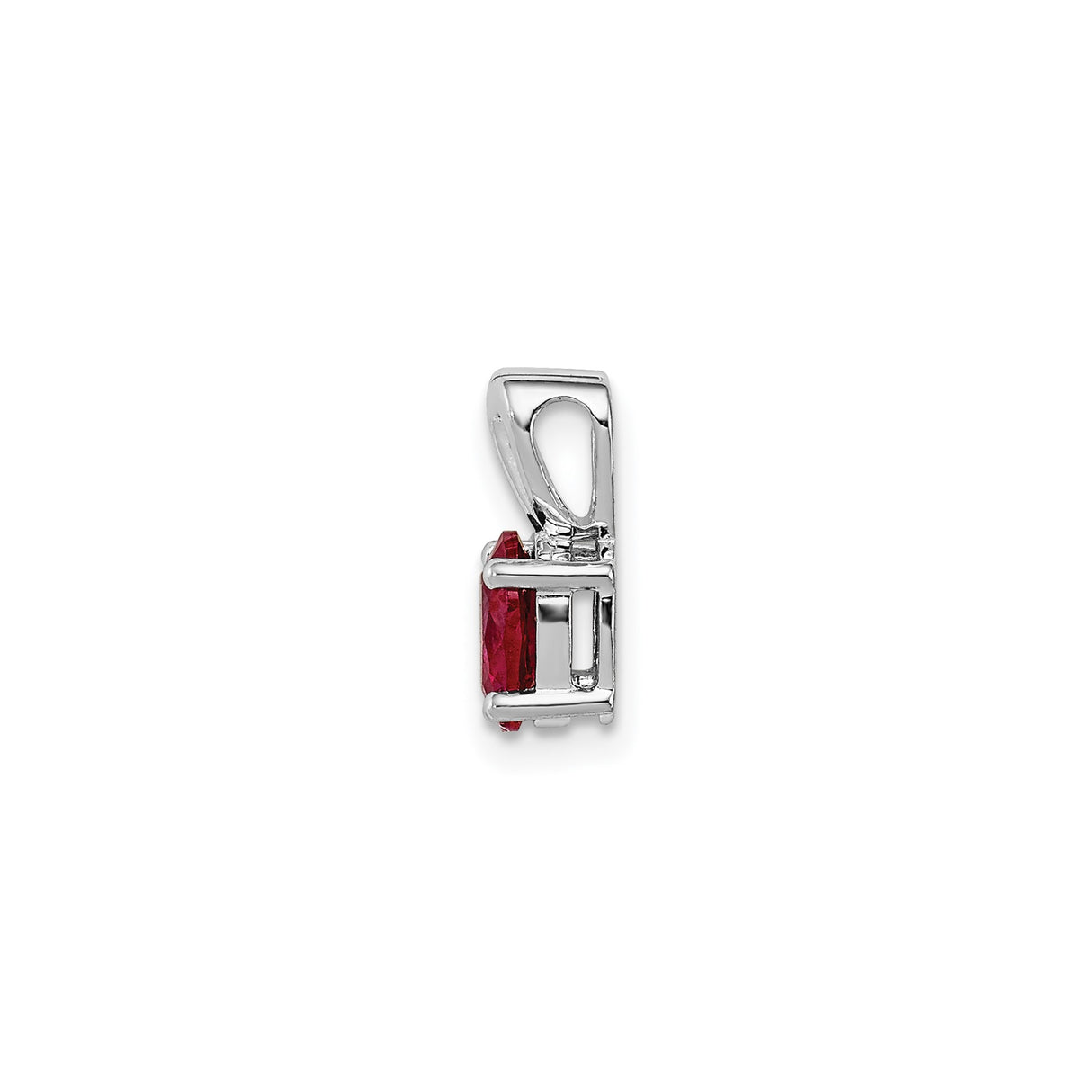 Sterling Silver Pendant with Lab Created Ruby and Heart Shaped Bail, Romantic Jewelry for Women
