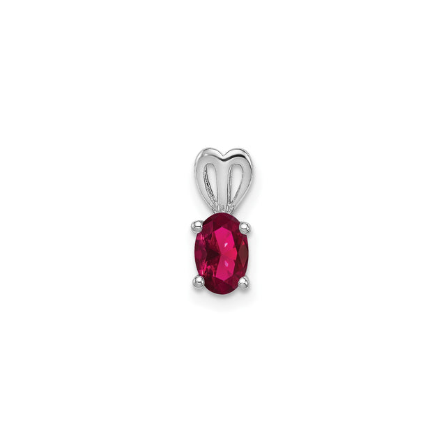 Sterling Silver Pendant with Lab Created Ruby and Heart Shaped Bail, Romantic Jewelry for Women