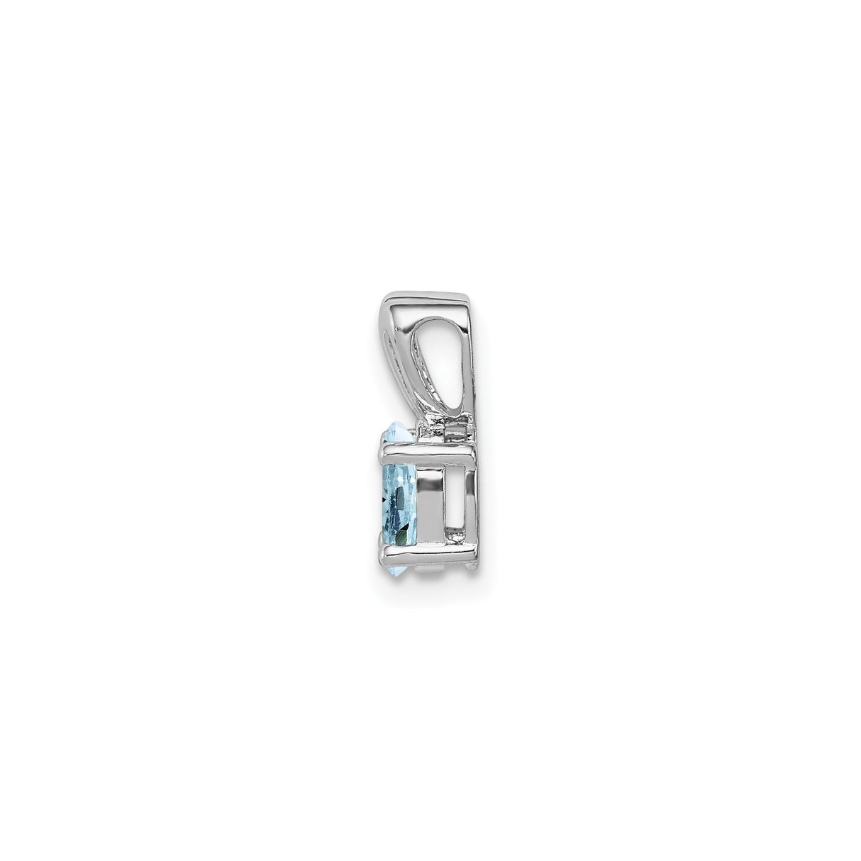 Sterling Silver Heart Pendant with Oval Aquamarine and Heart Shaped Bail