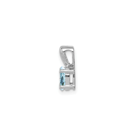 Sterling Silver Heart Pendant with Oval Aquamarine and Heart Shaped Bail