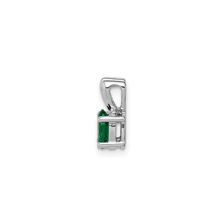 Sterling Silver Pendant with Oval Cut Lab Created Emerald and Heart Shaped Bail