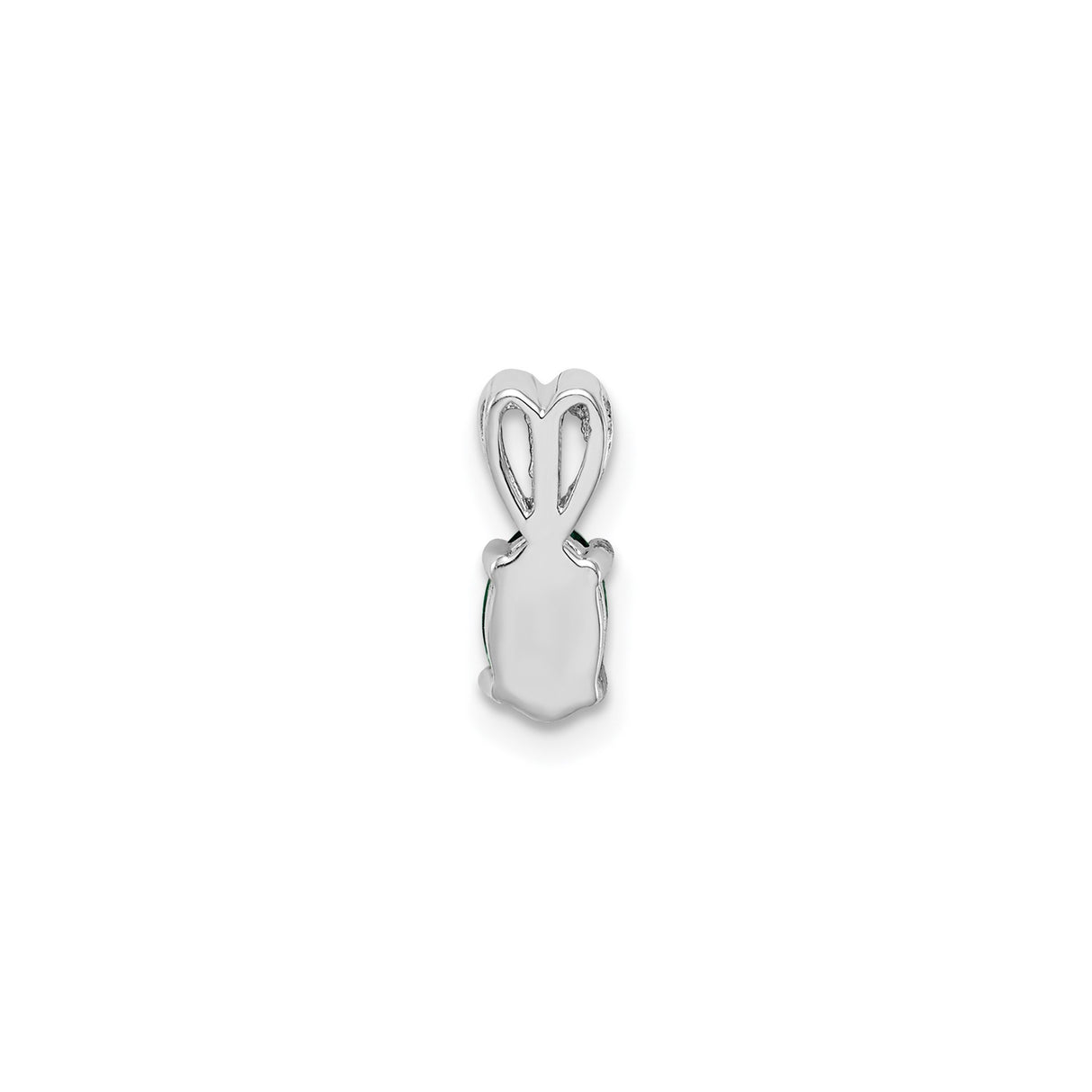 Sterling Silver Pendant with Oval Cut Lab Created Emerald and Heart Shaped Bail