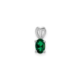 Sterling Silver Pendant with Oval Cut Lab Created Emerald and Heart Shaped Bail