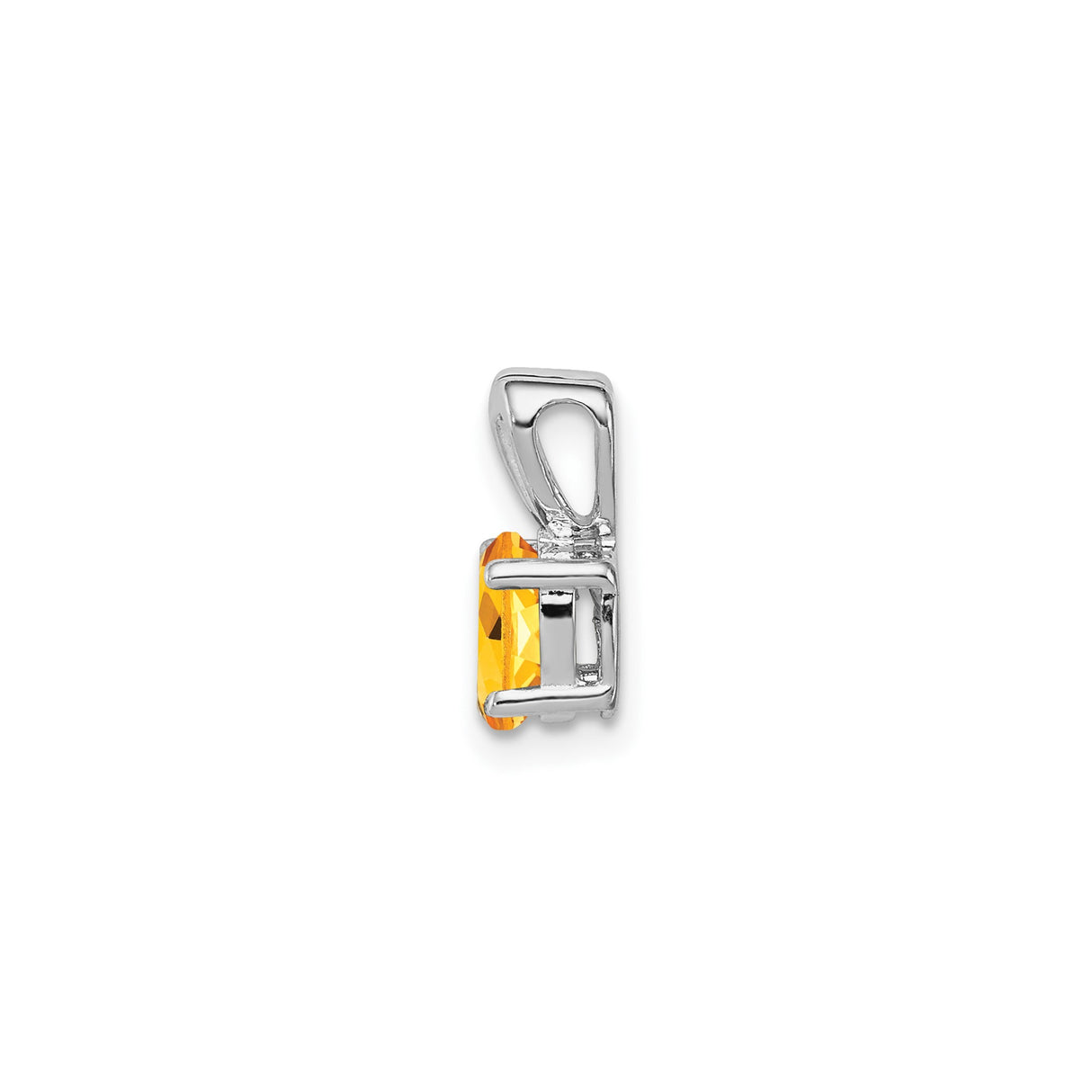 Sterling Silver Pendant with Oval Citrine and Heart Bail, Romantic Jewelry for Women