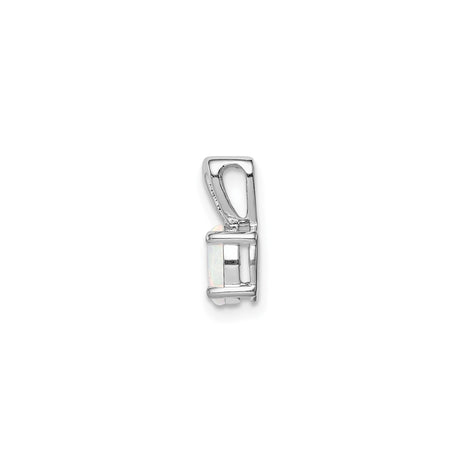 Sterling Silver Opal Pendant with Oval White Lab-Created Opal and Heart-Shaped Bail