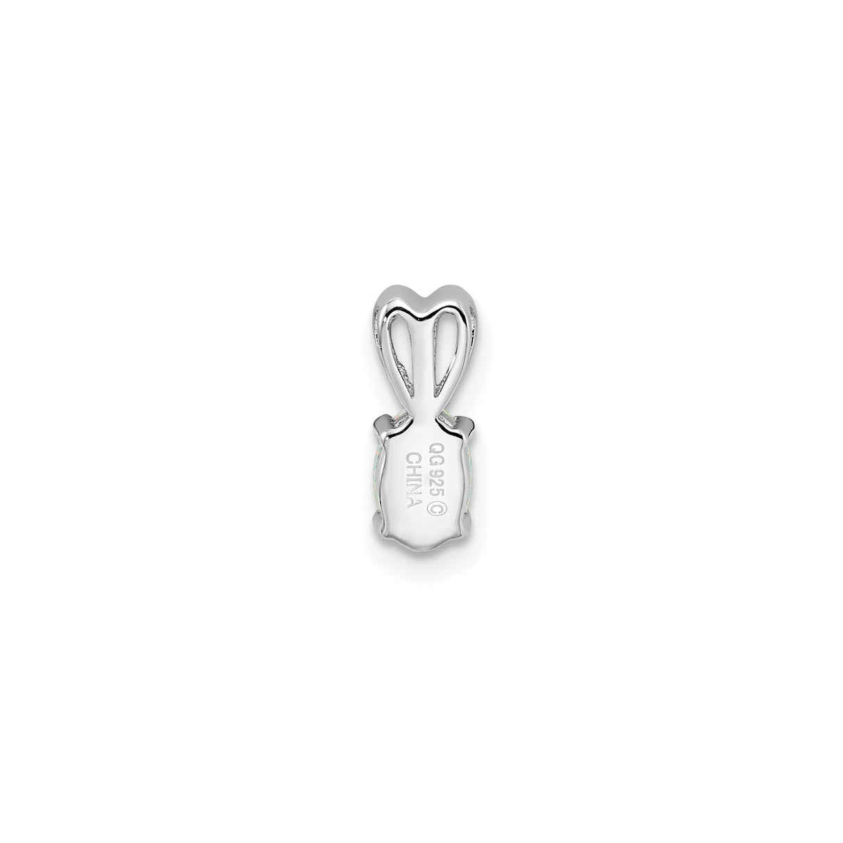 Sterling Silver Opal Pendant with Oval White Lab-Created Opal and Heart-Shaped Bail