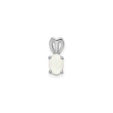 Sterling Silver Opal Pendant with Oval White Lab-Created Opal and Heart-Shaped Bail