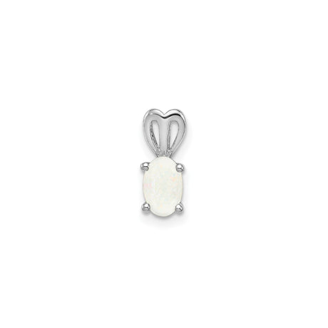Sterling Silver Opal Pendant with Oval White Lab-Created Opal and Heart-Shaped Bail