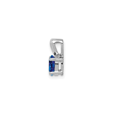 Sterling Silver Heart Pendant with Oval Cut Lab Created Sapphire, Heart Shaped Bail