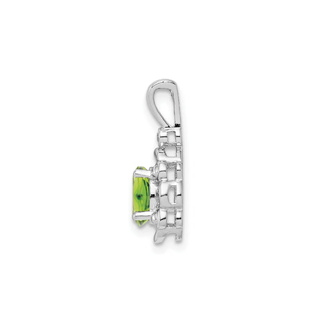 Sterling Silver Pendant with Peridot and Diamond Accents, Filigree Detailing, August Birthstone