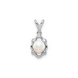 Sterling Silver Pendant with Cultured Freshwater Pearl and Diamond Accents, Floral Design