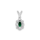 Sterling Silver Pendant with Lab Created Emerald and Diamond Accents, Vintage Scrollwork Design