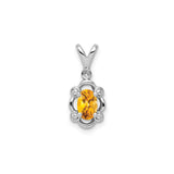 Sterling Silver Citrine Pendant with Diamond Accents, Floral-Inspired Frame for Women