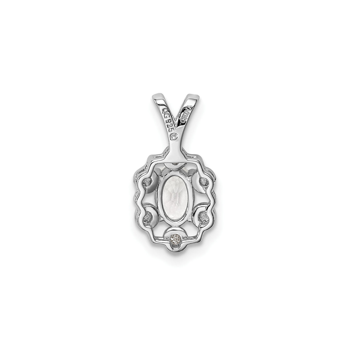 Sterling Silver Pendant with White Topaz and Diamond Accents, Vintage Openwork Design for Women