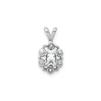 Sterling Silver Pendant with White Topaz and Diamond Accents, Vintage Openwork Design for Women