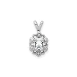 Sterling Silver Pendant with White Topaz and Diamond Accents, Vintage Openwork Design for Women