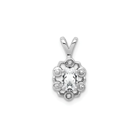 Sterling Silver Pendant with White Topaz and Diamond Accents, Vintage Openwork Design for Women